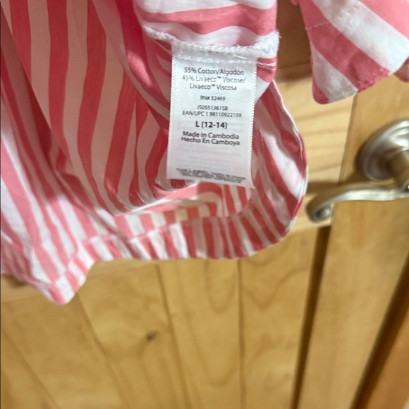 Joyspun Pink and White Striped Button Down Shirt - Picture 5 of 6